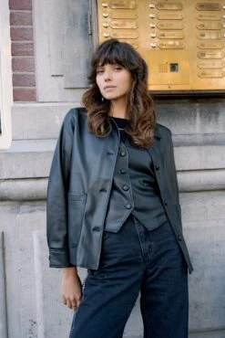 Veste Victor - Similicuir Noir