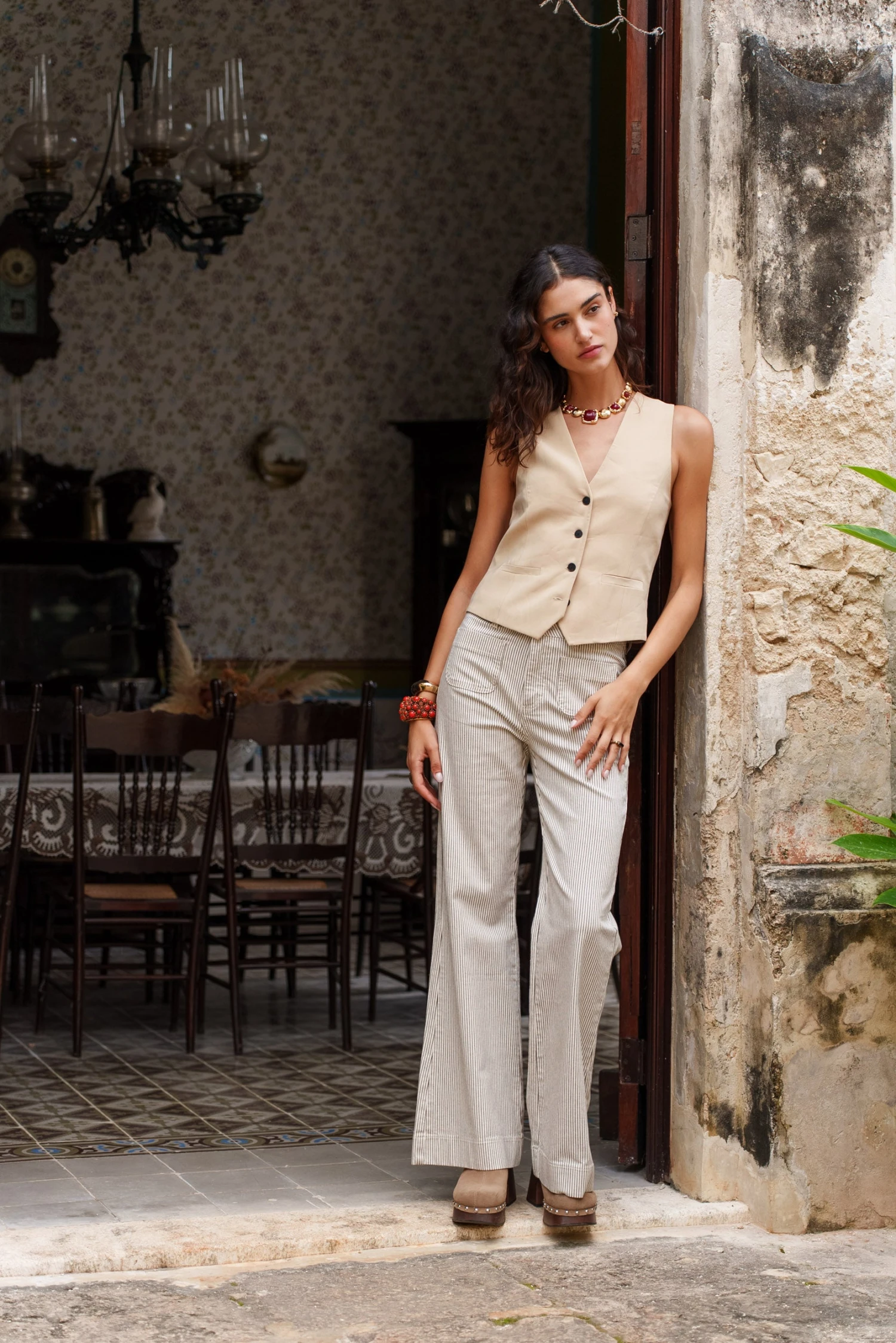 Jean Elena - Denim Rayé Taupe 3 Jean Elena - Denim Rayé Taupe