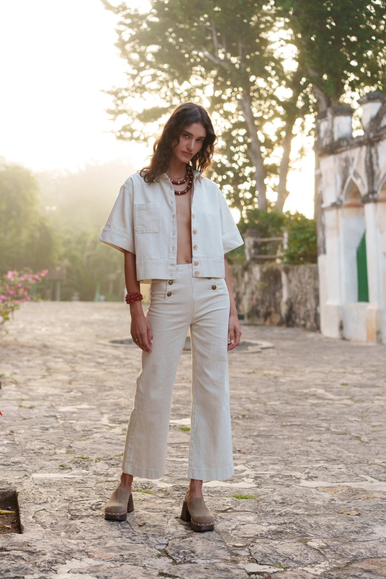 Jean Victorine - Denim Rayé Vert 3 Jean Victorine - Denim Rayé Vert