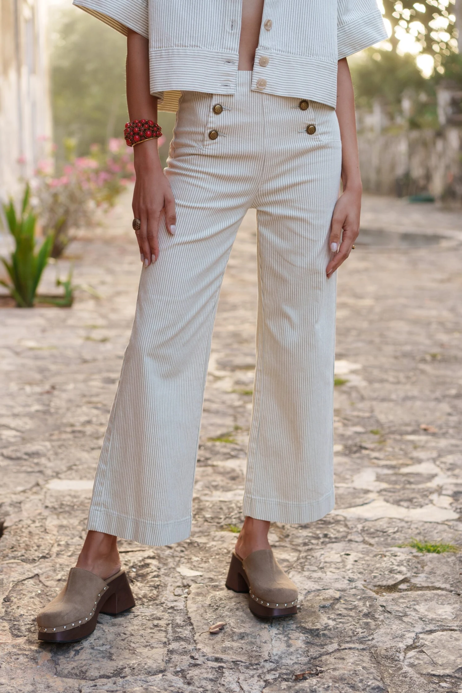 Jean Victorine - Denim Rayé Vert 5 Jean Victorine - Denim Rayé Vert – Image 3