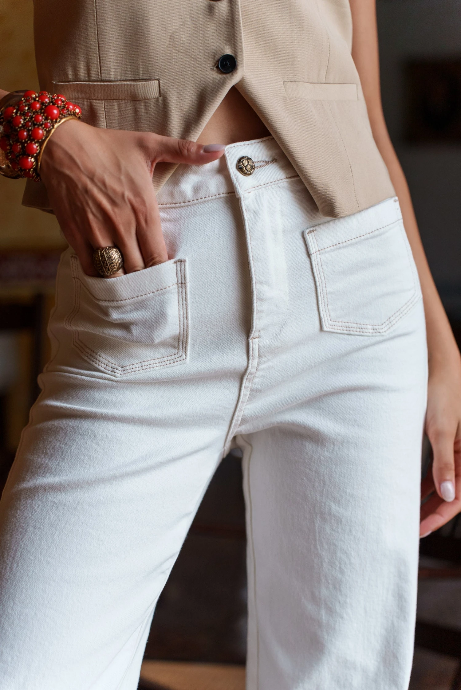 Jean Gaspard - Denim Blanc Taupe 5 Jean Gaspard - Denim Blanc Taupe – Image 3