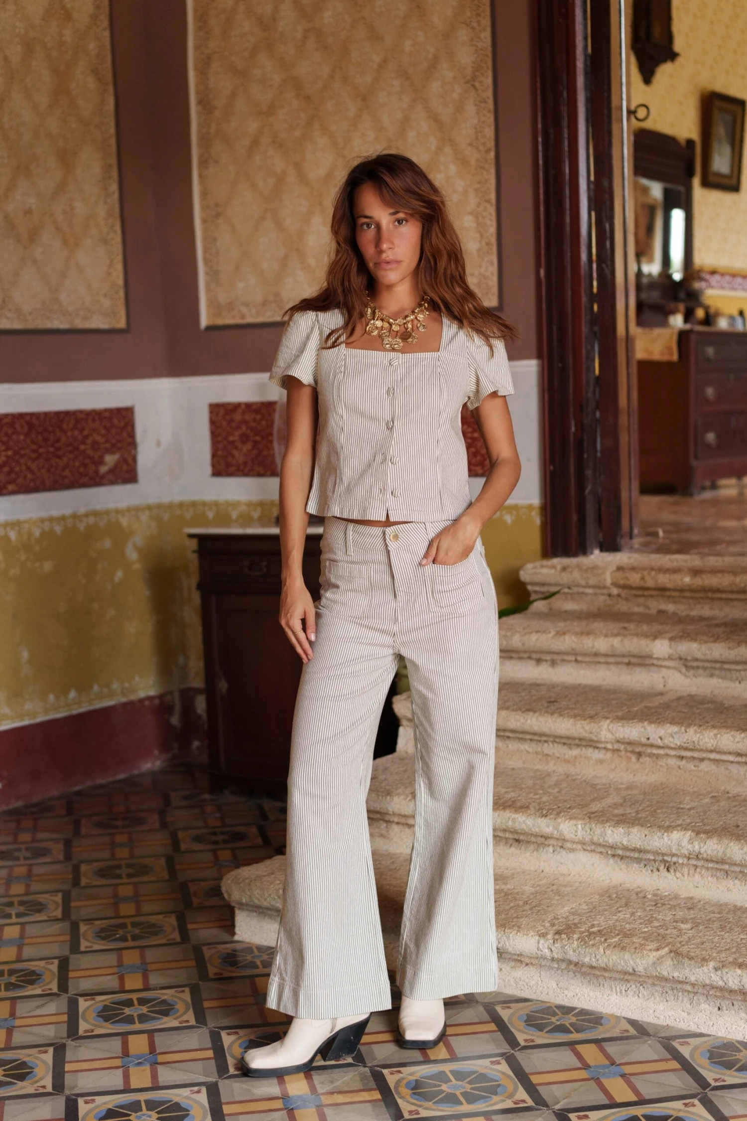 Jean Gasparette - Denim Rayé Taupe 3 Jean Gasparette - Denim Rayé Taupe