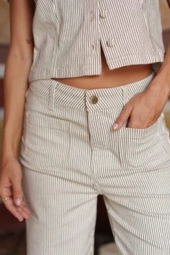 Jean Gasparette - Denim Rayé Taupe 8 Jean Gasparette - Denim Rayé Taupe -Borcelle JD435RTPRAYURETAUPE3