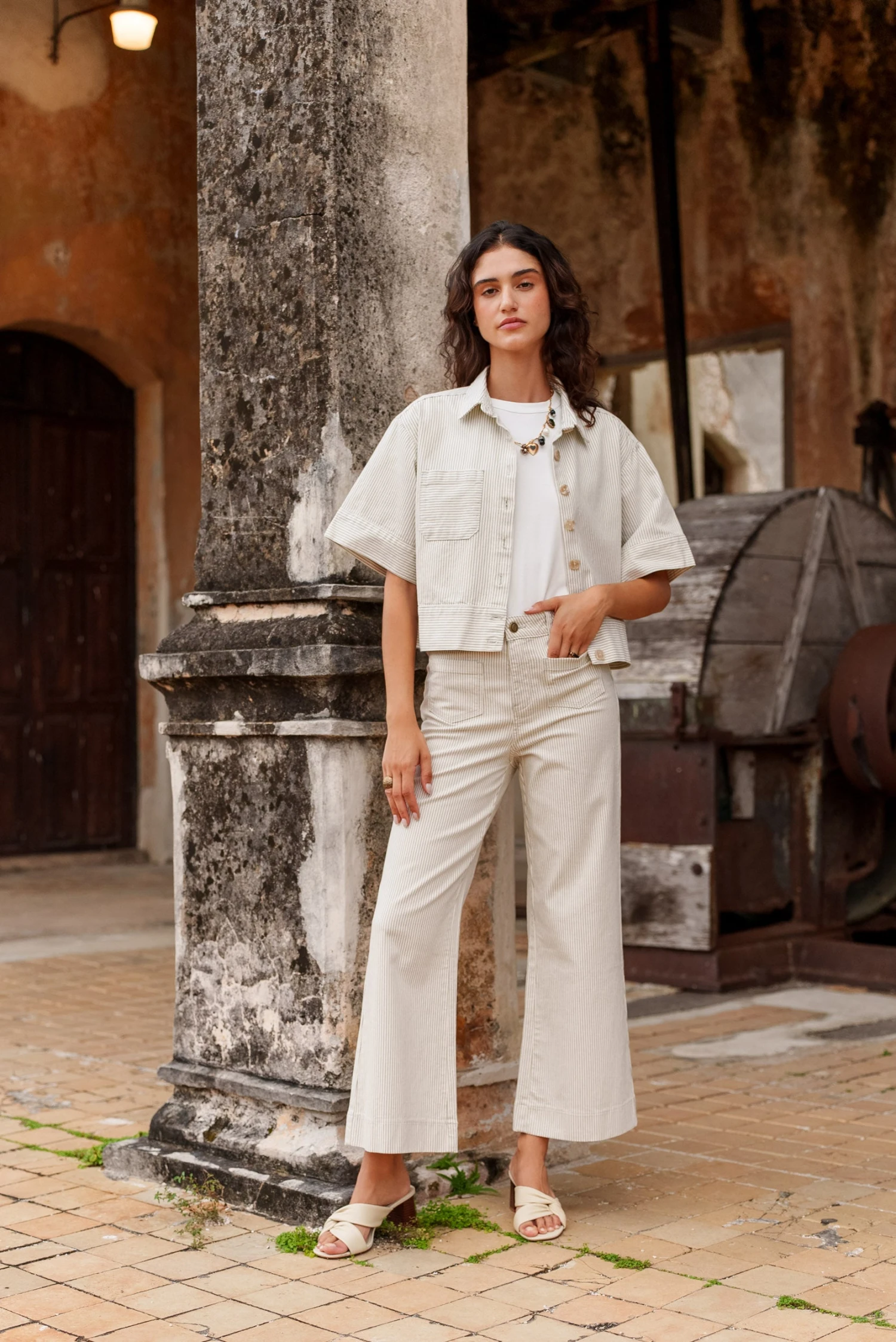 Jean Gasparette - Denim Rayé Vert 3 Jean Gasparette - Denim Rayé Vert