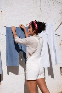 Salopette Capucino - Denim Blanc Taupe 6 Salopette Capucino - Denim Blanc Taupe -Borcelle JD502DENIM1