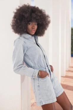 Combishort Cécilia - Denim Clair -Borcelle JD508DENIM2