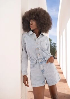 Combishort Cécilia - Denim Clair