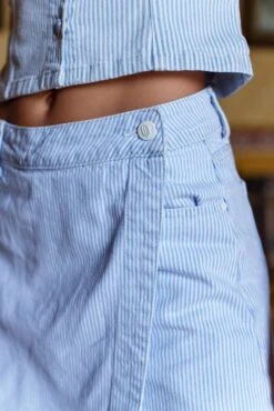 Jupe-short Jadene - Denim Rayé Bleu 8 Jupe-short Jadene - Denim Rayé Bleu -Borcelle JD523RBLRAYUREBLEU4