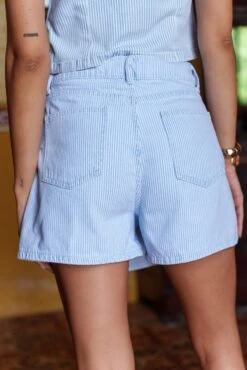 Jupe-short Jadene - Denim Rayé Bleu 9 Jupe-short Jadene - Denim Rayé Bleu -Borcelle JD523RBLRAYUREBLEU5