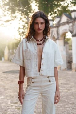 Veste Victor - Denim Rayé 12 Veste Victor - Denim Rayé -Borcelle JD558RTPRAYURETAUPE1